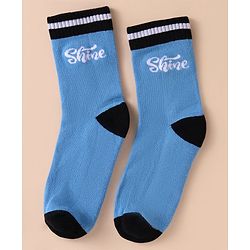Pine Kids Cotton Knit Socks With Logo Design Pack of 3 - Black White & Light Blue