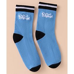 Pine Kids Cotton Knit Socks With Logo Design Pack of 3 - Black White & Light Blue
