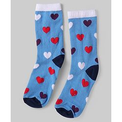 Pine Kids Knit Ankle Length Socks with Stripes & Hearts Design Pack of 3 (Color May Vary)