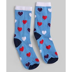 Pine Kids Knit Ankle Length Socks with Stripes & Hearts Design Pack of 3 (Color May Vary)