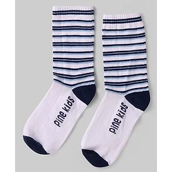 Pine Kids Knit Ankle Length Socks with Stripes & Hearts Design Pack of 3 (Color May Vary)