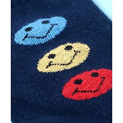 Pine Kids Cotton Nylon Knit Ankle Length Socks Stripes Text Embroidery & Smile Design Pack of 3 - Black & Gray
