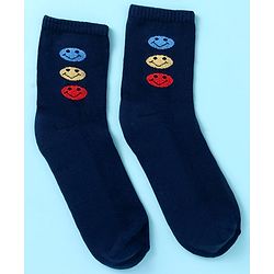 Pine Kids Cotton Nylon Knit Ankle Length Socks Stripes Text Embroidery & Smile Design Pack of 3 - Black & Gray