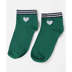 Pine Kids Knit Ankle Length Socks with Heart Design Pack of 3 (Color May Vary)