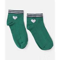 Pine Kids Knit Ankle Length Socks with Heart Design Pack of 3 (Color May Vary)