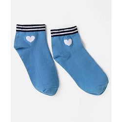 Pine Kids Knit Ankle Length Socks with Heart Design Pack of 3 (Color May Vary)