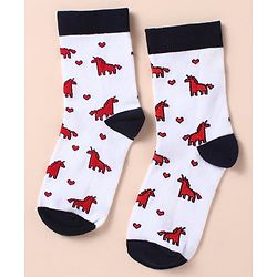 Pine Kids Knit Ankle Length Silvadur Antimicrobial Unicorn Designed Socks Pack Of 3 ( Color May Vary )