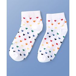 Pine Kids Knit Ankle Length Socks with Heart & Rainbow Design Pack of 3 (Color May Vary)