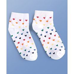 Pine Kids Knit Ankle Length Socks with Heart & Rainbow Design Pack of 3 (Color May Vary)