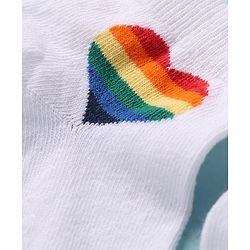 Pine Kids Knit Ankle Length Socks with Heart & Rainbow Design Pack of 3 (Color May Vary)