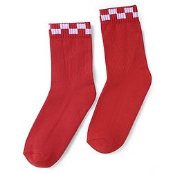 Pine Kids Cotton Knit Socks with Checked Design Pack of 3 - Red Purple & Navy Blue
