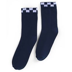 Pine Kids Cotton Knit Socks with Checked Design Pack of 3 - Red Purple & Navy Blue