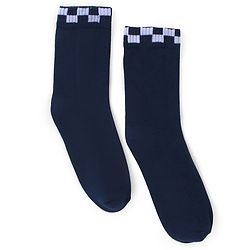 Pine Kids Cotton Knit Socks with Checked Design Pack of 3 - Red Purple & Navy Blue