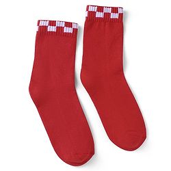 Pine Kids Cotton Knit Socks with Checked Design Pack of 3 - Red Purple & Navy Blue