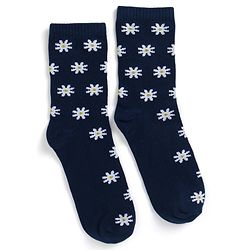 Pine Kids Cotton Nylon Knit Ankle Length Socks Floral & Brand Design Pack of 3 - Yellow Purple & Black