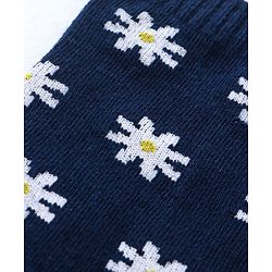 Pine Kids Cotton Nylon Knit Ankle Length Socks Floral & Brand Design Pack of 3 - Yellow Purple & Black
