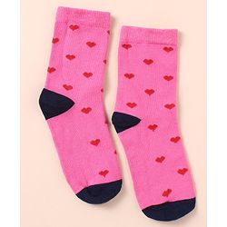 Pine Kids Knit Ankle Length Silvadur Antimicrobial Heart Designed Socks Pack Of 5 ( Color May Vary )