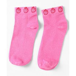 Pine Kids Knit Ankle Length Silvadur Antimicrobial Strawberry Designed Socks Pack Of 3 ( Color May Vary )