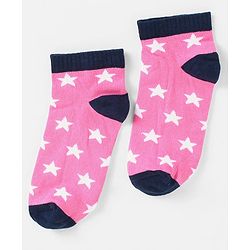 Pine Kids Cotton Nylon Ankle Length Socks Brand Text Stripes & Stars Design Pack of 3 - Red Black & White