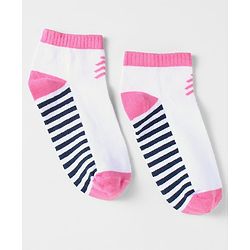 Pine Kids Cotton Nylon Ankle Length Socks Brand Text Stripes & Stars Design Pack of 3 - Red Black & White