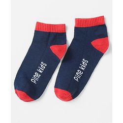 Pine Kids Cotton Nylon Ankle Length Socks Brand Text Stripes & Stars Design Pack of 3 - Red Black & White