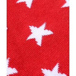Pine Kids Cotton Nylon Ankle Length Socks Brand Text Stripes & Stars Design Pack of 3 - Red Black & White