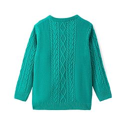 Pine Kids Knitted Full Sleeves Pullover Sweater with Cable Knit Design - Sea Green