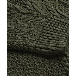 Pine Kids Full Sleeves Cable Knit Pullover - Olive Green