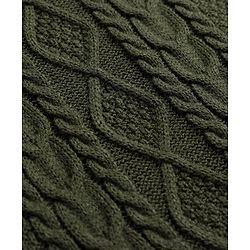 Pine Kids Full Sleeves Cable Knit Pullover - Olive Green