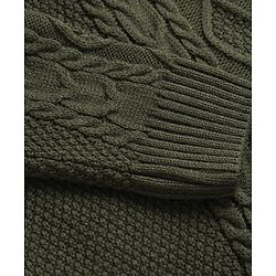 Pine Kids Full Sleeves Cable Knit Pullover - Olive Green