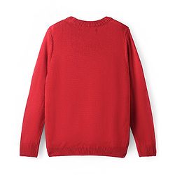 Pine Kids Knitted Full Sleeves Pullover Sweater with Reversible Heart Sequin Design - Red