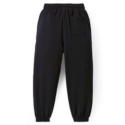Pine Kids Cotton Knit Full Length Lounge Pant With Text Print - Black