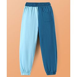 Pine Kids Cotton Knit Full Length Lounge Pant With Text Print - Blue & White