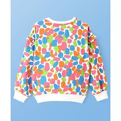 Pine Kids Cotton Knit Full Sleeves Sweatshirt with Glitter Text Print - White