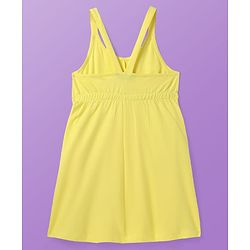 Pine Kids Cotton Knit Solid Frock With Polka Dot Printed Inner Tee - Yellow