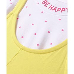 Pine Kids Cotton Knit Solid Frock With Polka Dot Printed Inner Tee - Yellow