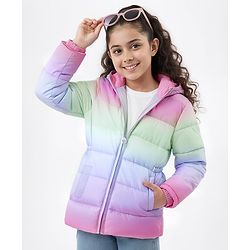Pine Kids Full Sleeves Padded Jacket with Hood Colour Ombre Print - Multicolour