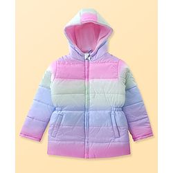 Pine Kids Full Sleeves Padded Jacket with Hood Colour Ombre Print - Multicolour