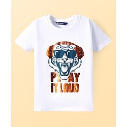 Pine Kids Knit Full Sleeves Blazer With Tiger Printed T-Shirt - Royal Blue & White