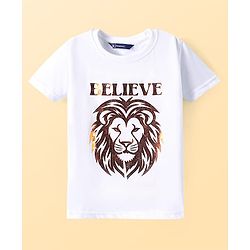 Pine Kids Knit Full Sleeves Solid Color Blazer with Half Sleeves Lion Printed T-Shirt - Maroon