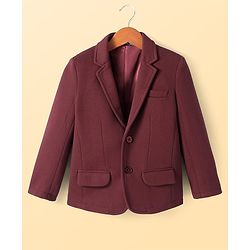 Pine Kids Knit Full Sleeves Solid Color Blazer with Half Sleeves Lion Printed T-Shirt - Maroon