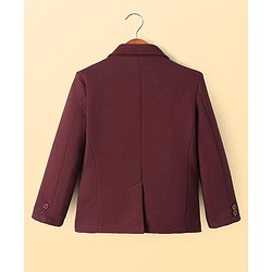 Pine Kids Knit Full Sleeves Solid Color Blazer with Half Sleeves Lion Printed T-Shirt - Maroon