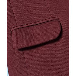 Pine Kids Knit Full Sleeves Solid Color Blazer with Half Sleeves Lion Printed T-Shirt - Maroon