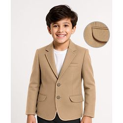 Pine Kids Full Sleeves Solid Colour Blazer - Beige