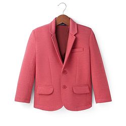 Pine Kids Knit Full Sleeves Solid Colour Blazer & Foil Text Printed T-Shirt- Dark Pink & Black