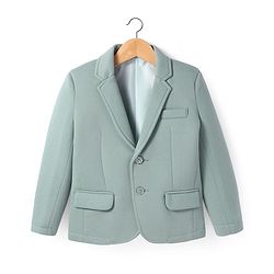 Pine Kids Knit Full Sleeves Solid Colour Blazer & Printed T-Shirt - Sea Green