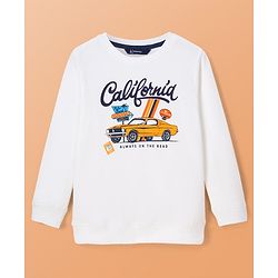 Pine Kids Cotton Knit Full Sleeves Sweatshirt & Joggers Set with Text Print - Navy Blue