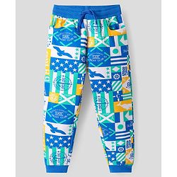 Pine Kids Cotton Knit Full Sleeves Sweatshirt & Joggers Set with Text Print - Blue