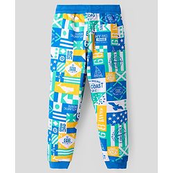 Pine Kids Cotton Knit Full Sleeves Sweatshirt & Joggers Set with Text Print - Blue