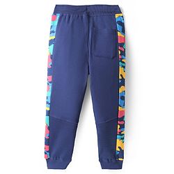 Pine Kids Cotton Knit Full Raglan Sleeves Text Printed T-Shirt & Jogger Set - Navy Blue